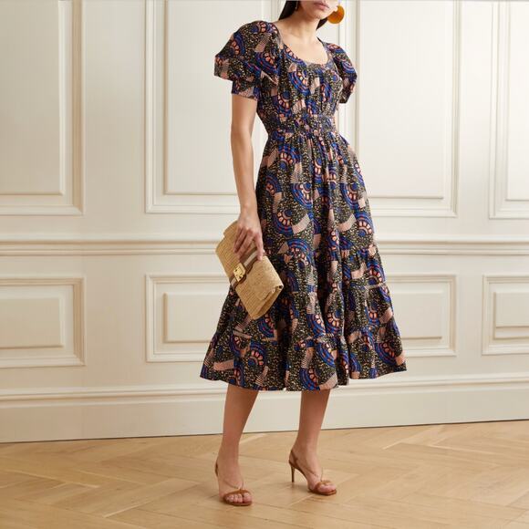 Ulla Johnson Dresses & Skirts - Ulla Johnson Juniper Floral Print Cotton Poplin Midi Dress in Army Green Size 6